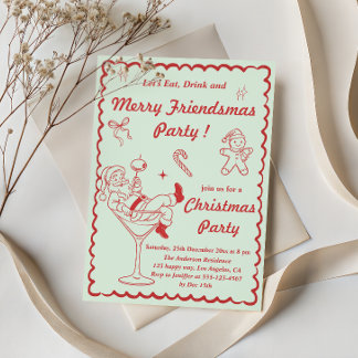 Invitación Fiesta Retro Vintage de Navidad