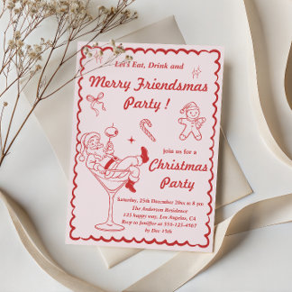Invitación Fiesta Retro Vintage de Navidad