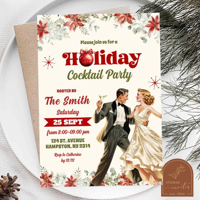 Invitación Fiesta Retro Vintage de Navidad Cóctel (Subido por el creador)