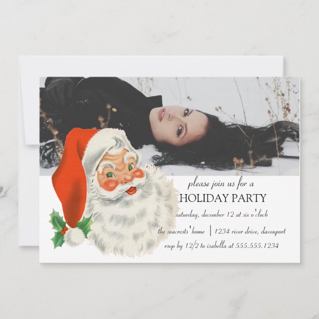 Invitación Fiesta Retro Vintage Santa Navidades (Anverso)