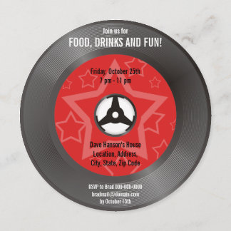 Invitación Fiesta Retro Vinyl Rojo