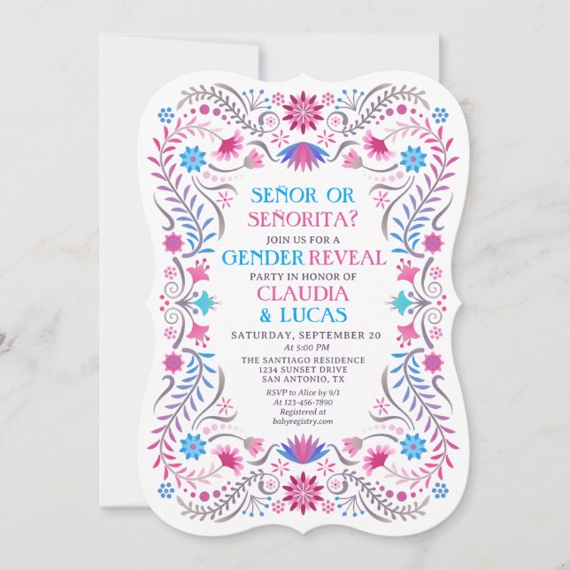 Invitación Fiesta Revelación Mexicana de Género (Anverso)