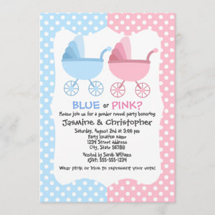 Invitación Fiesta revelador de género azul y rosa