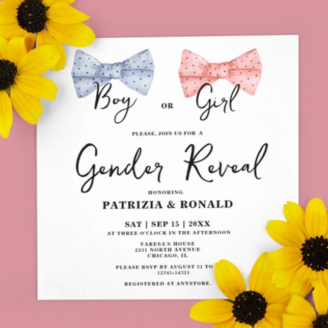 Invitación Fiesta reveladora de género de arcos rosas y azule (Subido por el creador)