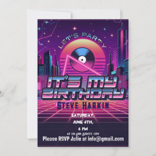Invitación Fiesta Rockin Vaporwave