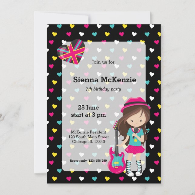 Invitación Fiesta Rockstar (Anverso)