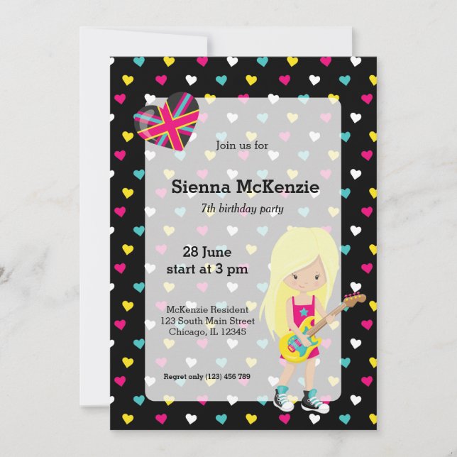 Invitación Fiesta Rockstar (Anverso)