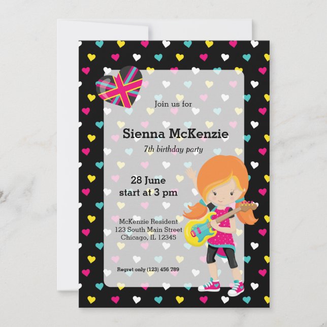 Invitación Fiesta Rockstar (Anverso)