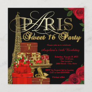 Invitación Fiesta Roja de Dulces 16 de París
