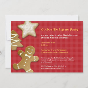 Invitación fiesta rojo canje galletas de azúcar de pan de jen
