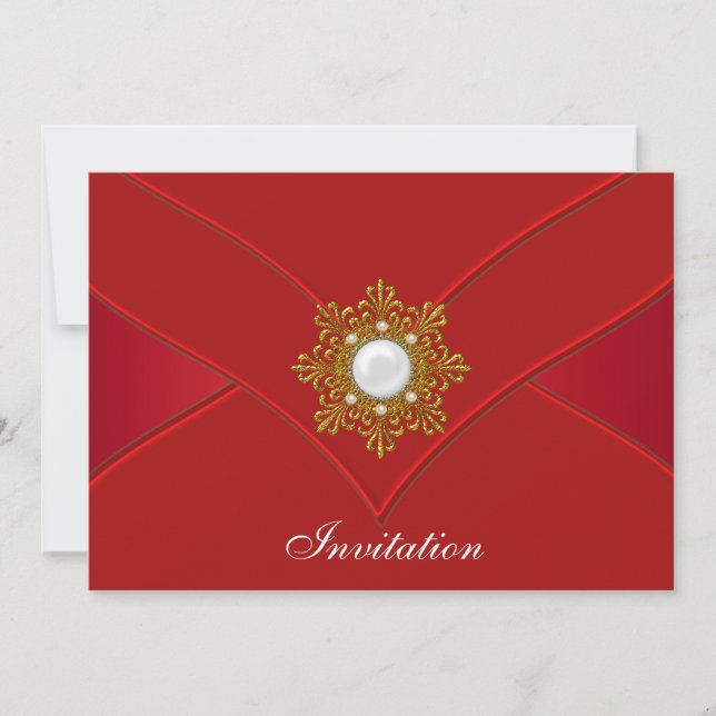 Invitación Fiesta rojo de todas las ocasiones (Anverso)