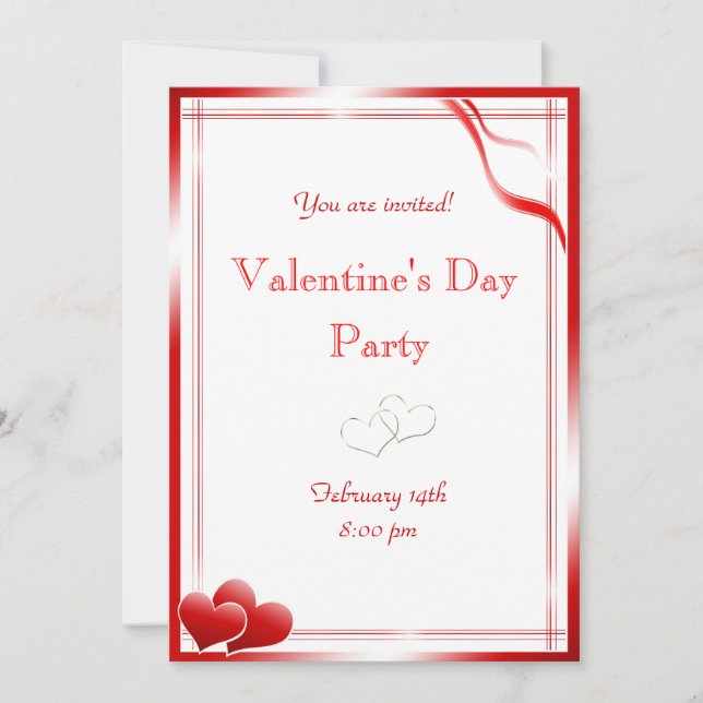 Invitación Fiesta rojo elegante del el día de San Valentín de (Anverso)