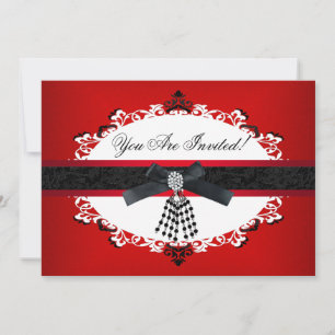 Invitación Fiesta Rojo Negro y Blanco Para Todas las Ocasione