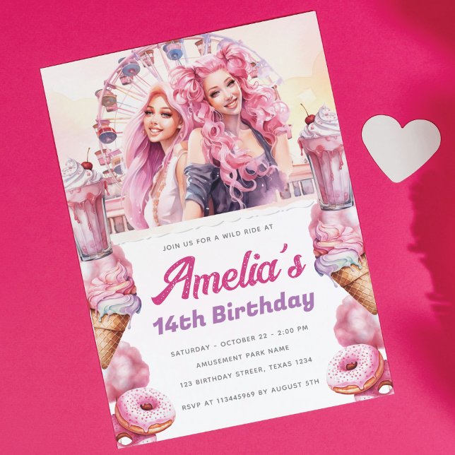 Invitación Fiesta Rollercoaster Personalizado de color de agu (Subido por el creador)