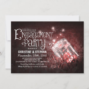 Invitación Fiesta romántica de compromiso con jarras y luciér