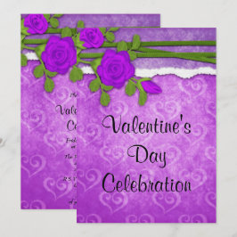 Invitación Fiesta Romántica de Flor Purpúrea del Día de San V