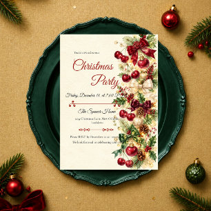 Invitación Fiesta Romántica de Navidad con Cerezas