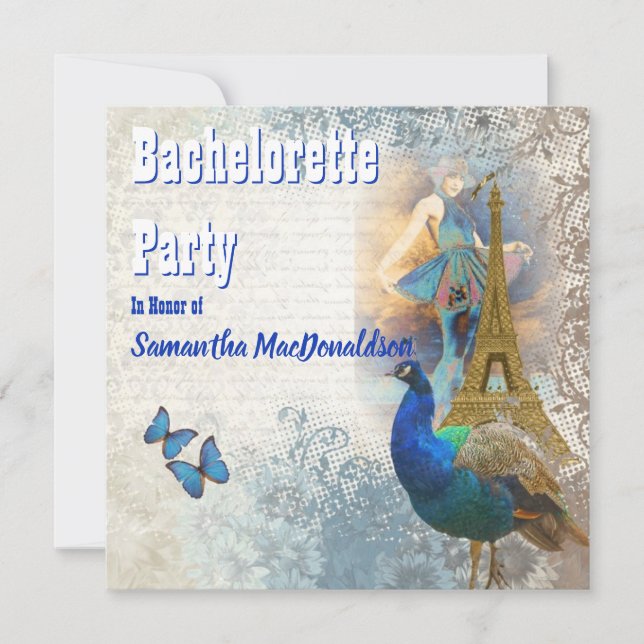 Invitación Fiesta romántica de soltería de París (Anverso)