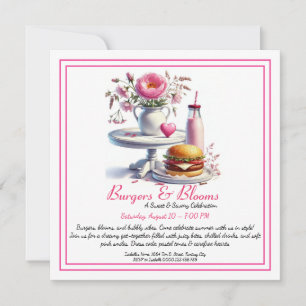 Invitación Fiesta Romántica de Verano con Hamburguesa en Acua