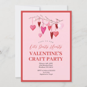 Invitación Fiesta Rosa de Corazones de San Valentín