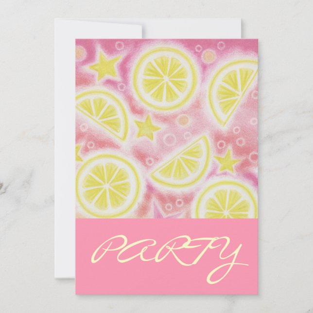 Invitación 'FIESTA' rosa de Lemonade rosa (Anverso)