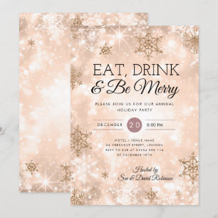 Invitación fiesta Rosa de Navidades de vacaciones de oro "Com