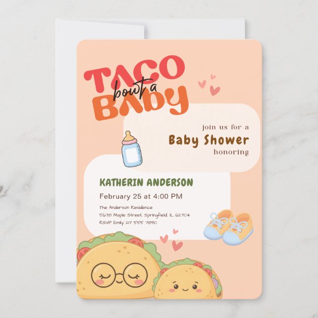 Invitación Fiesta Rosa Mexicana Taco Babyshower (Anverso)