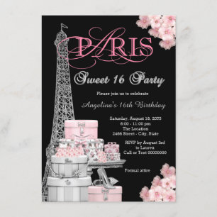 Invitación Fiesta Rosa Paris Sweet 16