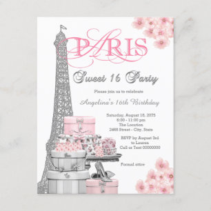 Invitación Fiesta Rosa Paris Sweet 16