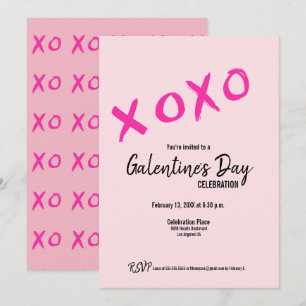 Invitación Fiesta Rosa XOXO Cute de Galentine's Day