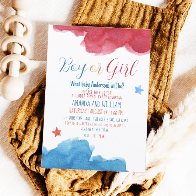 Invitación Fiesta rosa y azul revelado por género (Subido por el creador)