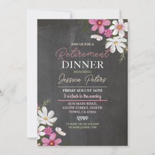 Invitación Fiesta rosada de la cena de retiro floral de mujer