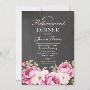 Invitación Fiesta rosada de la cena de retiro floral de mujer