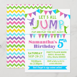 Invitación fiesta rosado de casa de rebote por cumpleaños