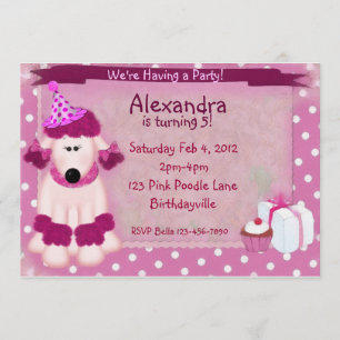 Invitación Fiesta rosado del caniche