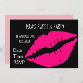 Invitación Fiesta rosado del dulce dieciséis del maquillaje