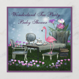 Invitación Fiesta rosado Flamingo Wonderland Tea Baby Shower