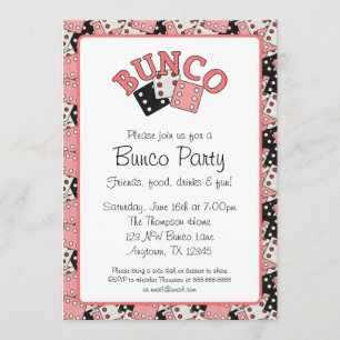 Invitación Fiesta rosado y negro de Bunco