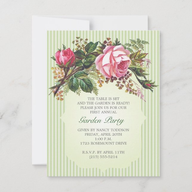 Invitación Fiesta Rose Bouquet Garden (Anverso)