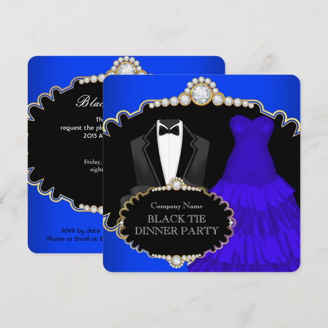 Invitación Fiesta Royal Blue (Anverso / Reverso)