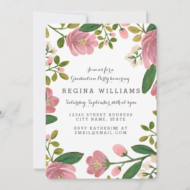 Invitación Fiesta Rubor Bouquet Grad (Anverso)