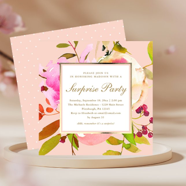 Invitación Fiesta Rubor Floral con puntos de sorpresa (Subido por el creador)