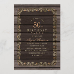 Invitación Fiesta rural de Fiebre de Madera Rusa por 50 años