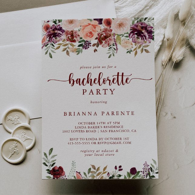Invitación Fiesta Rusa de Bachelorette Floral de Verano (Subido por el creador)