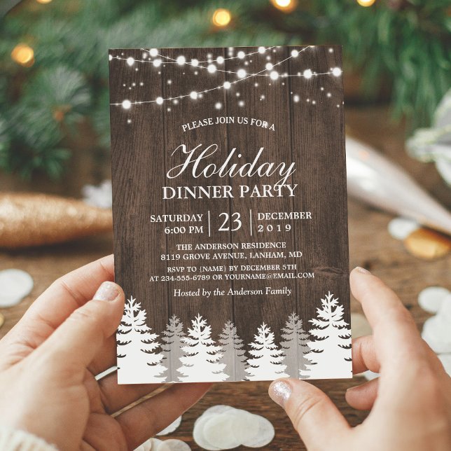 Invitación Fiesta Rusa de cuerda de madera Pines Tree Holiday (Subido por el creador)