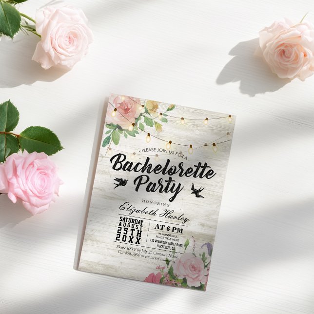 Invitación Fiesta Rusa de Floral String Light Bachelorette (Subido por el creador)