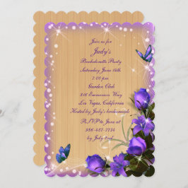 Invitación Fiesta Rusal de Floral Púrpura de Madera