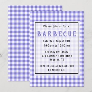 Invitación Fiesta Ruso Purple Gingham Farmhouse BBBQ