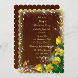 Invitación Fiesta Rustic Dark Wood de Floral Amarilla Floral