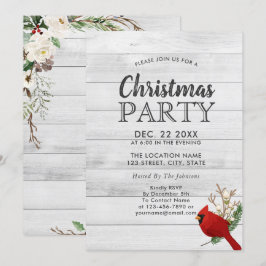 Invitación Fiesta Rustic Red Bird Holly Wood